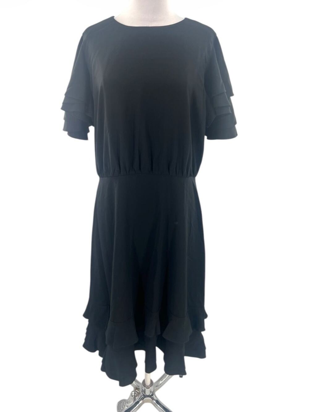 Sachin + Babi‎ silk ruffle midi dress black sz 12
